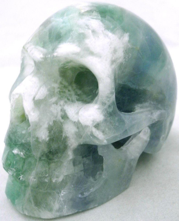 Raven's Green Fluorite Crystal Skull