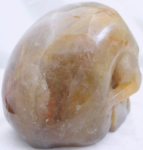 Raven's Bi Color Gold Red Rutilated Quartz Crystal Skull