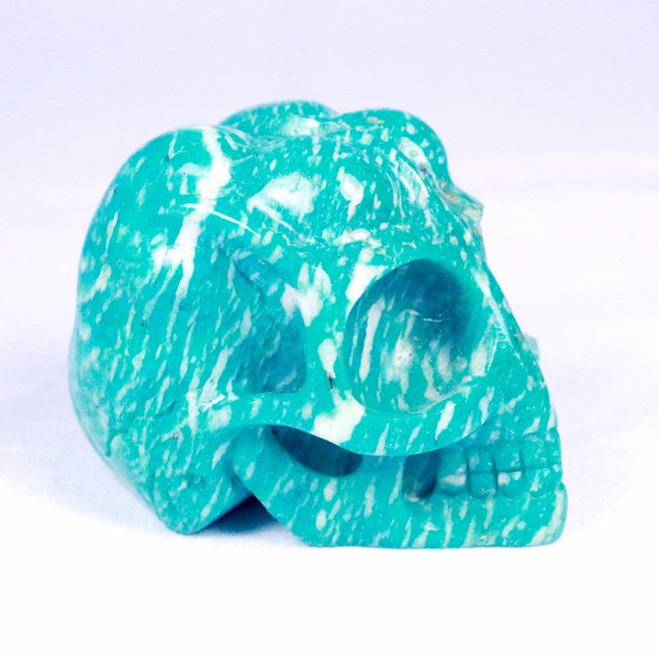Raven's Carved Gem Amazonite Alien Crystal Skull