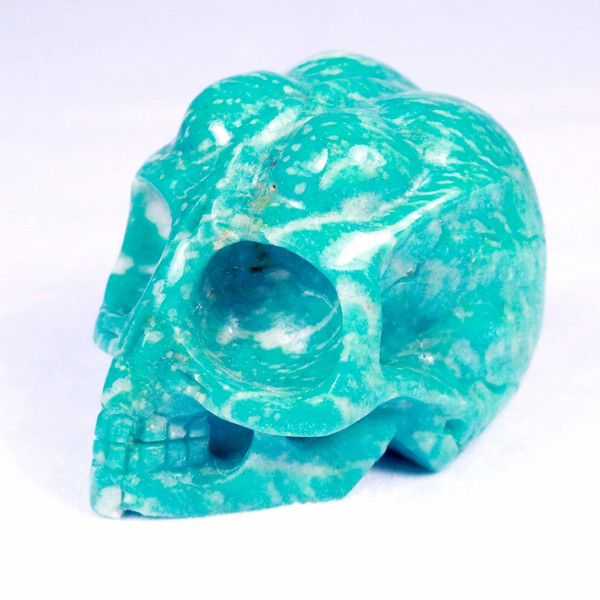 Raven's Carved Gem Amazonite Alien Crystal Skull