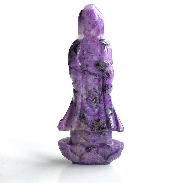 Purple Gem Gel Sugilite Crystal Quan Guan Yin Carving