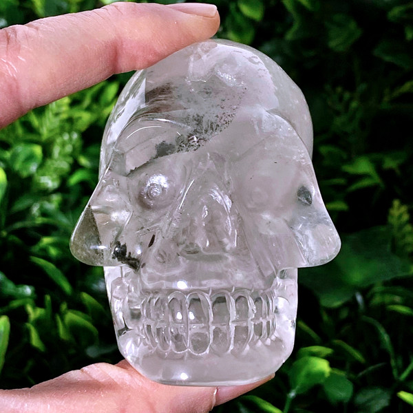 Raven's Chlorite Phantom Quartz Shaman Stone Lodolite Crystal Skull