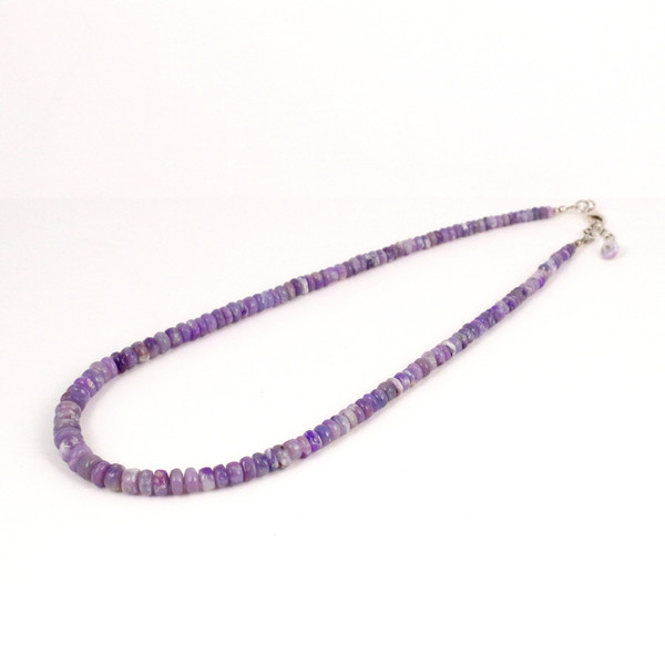 Gel Sugilite Gemstone Bead Necklace Sterling Silver Clasp