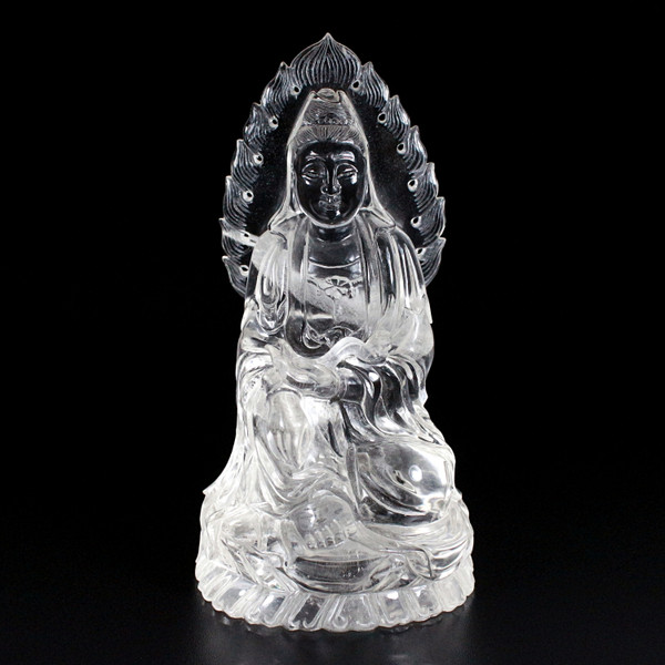 Raven's Clear Russian Quartz Carved Crystal Quan Yin Guan Yin