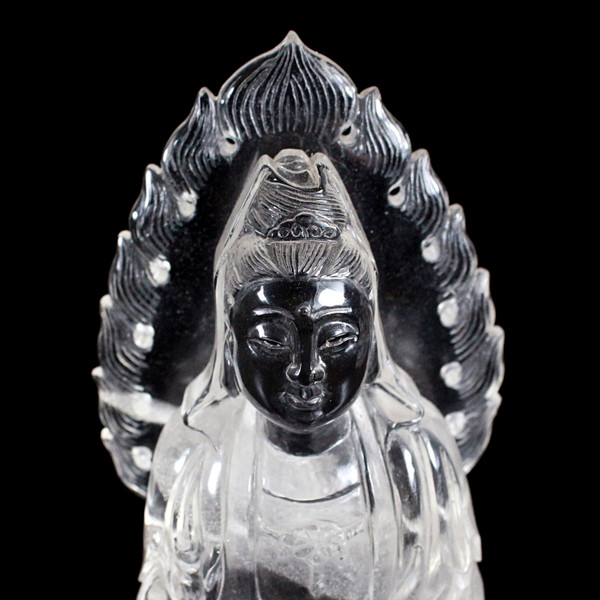 Raven's Clear Russian Quartz Carved Crystal Quan Yin Guan Yin