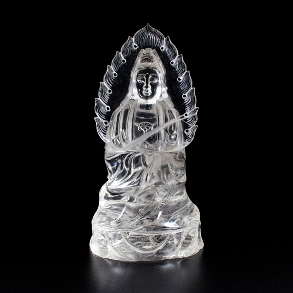 Raven's Clear Russian Quartz Carved Crystal Quan Yin Guan Yin