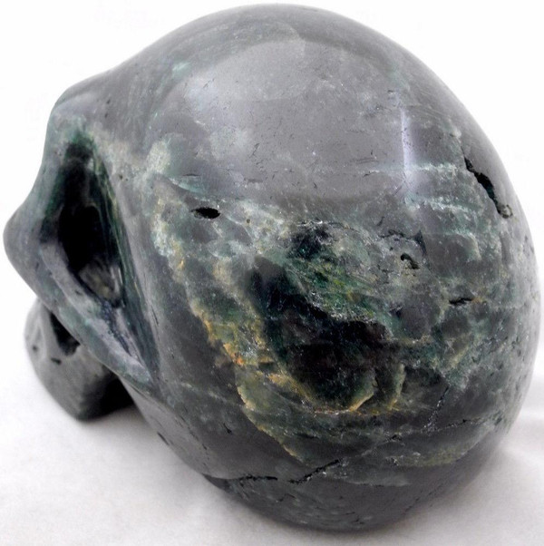 Raven's Carved Gigantic Chatoyant Green Apatite Crystal Skull