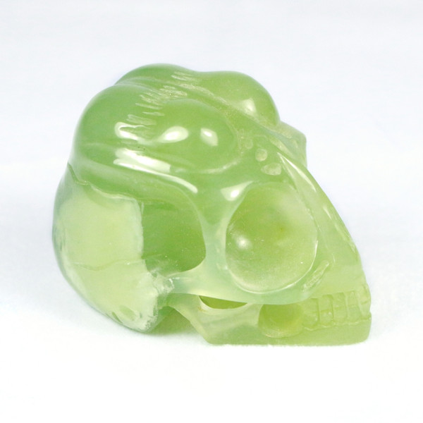 Raven's Carved Bright Green Fluorite Alien Crystal Skull