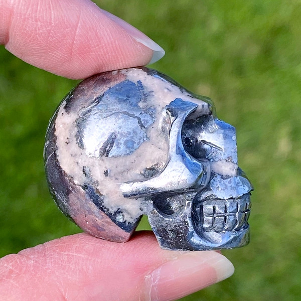 Raven's AAA+ Canadian Silver Ore Carved Crystal Skull