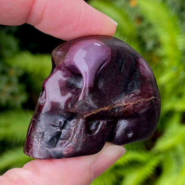 Raven's Ultra Fine Royal Sugilite Carved Crystal Skull