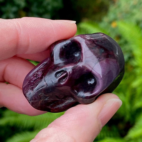 Raven's Ultra Fine Royal Sugilite Carved Crystal Skull