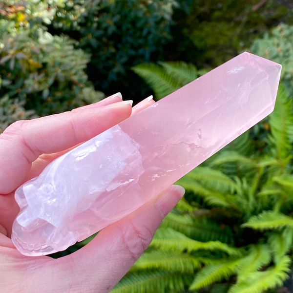 Raven's SUPER GEM Rose  Quartz Crystal Skull Wand