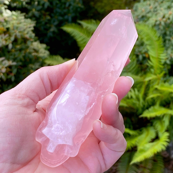 Raven's SUPER GEM Rose  Quartz Crystal Skull Wand