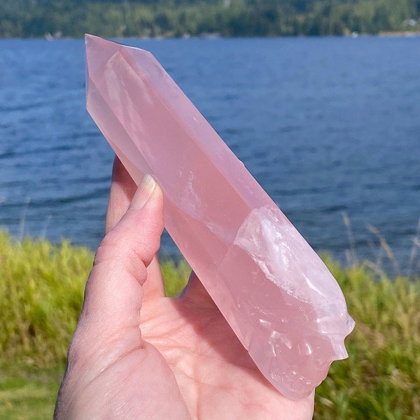 Raven's SUPER GEM Rose  Quartz Crystal Skull Wand
