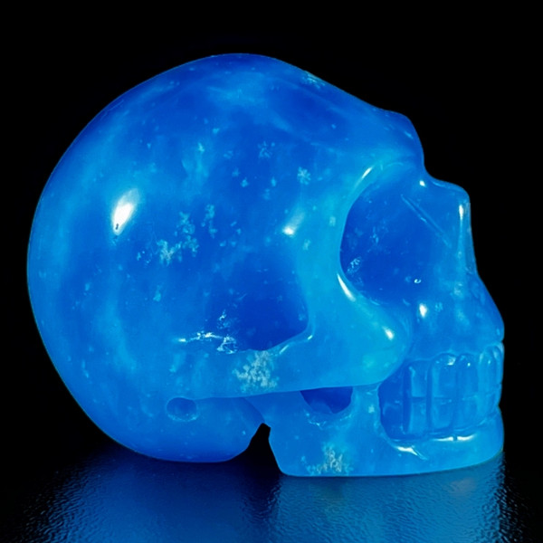 Raven's Carved Blue Lazulite Crystal Skull