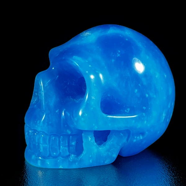 Raven's Carved Blue Lazulite Crystal Skull