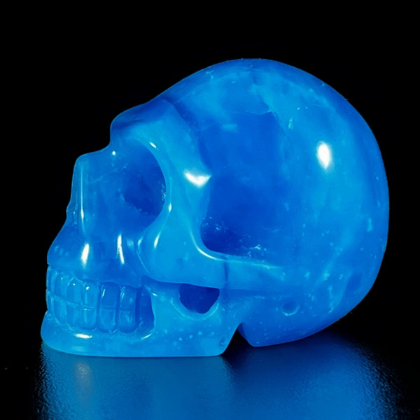 Raven's Carved Blue Lazulite Crystal Skull