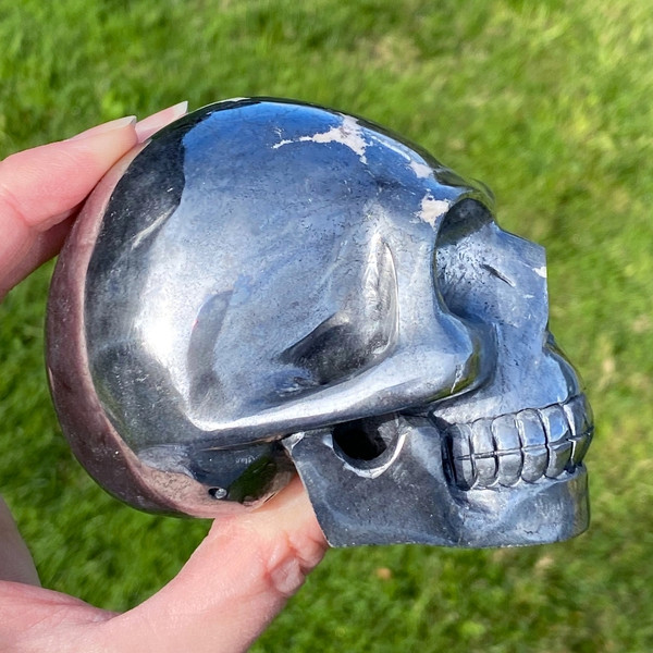 Raven's AAA+ Canadian Silver Ore Carved Crystal Skull