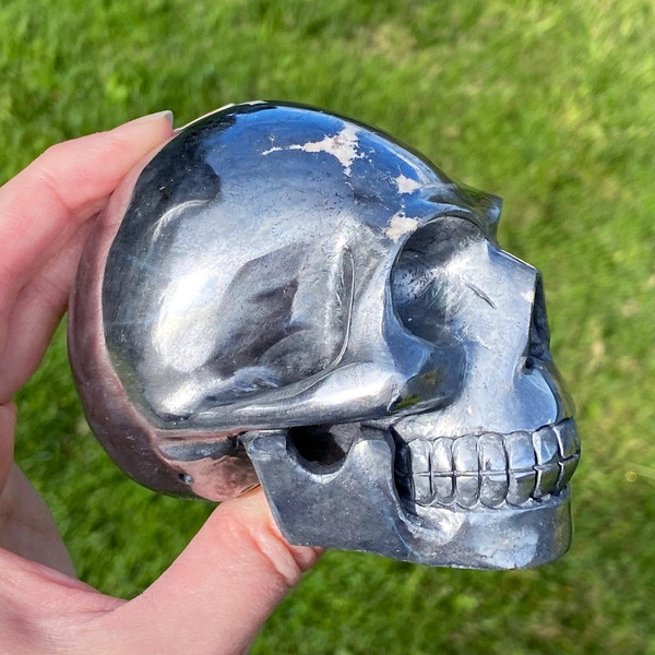 Raven's AAA+ Canadian Silver Ore Carved Crystal Skull