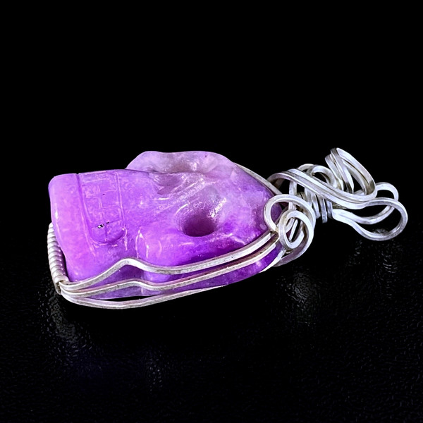 Gel Sugilite Crystal Skull Face Pendant Sterling Silver