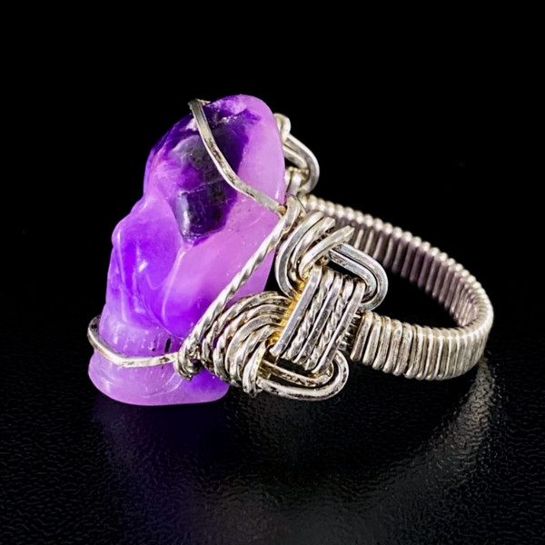 Gel Sugilite Crystal Skull Ring
