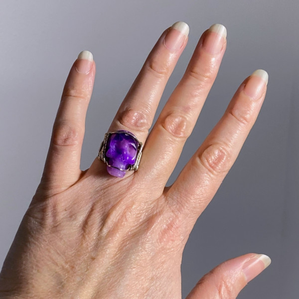 Gel Sugilite Crystal Skull Ring