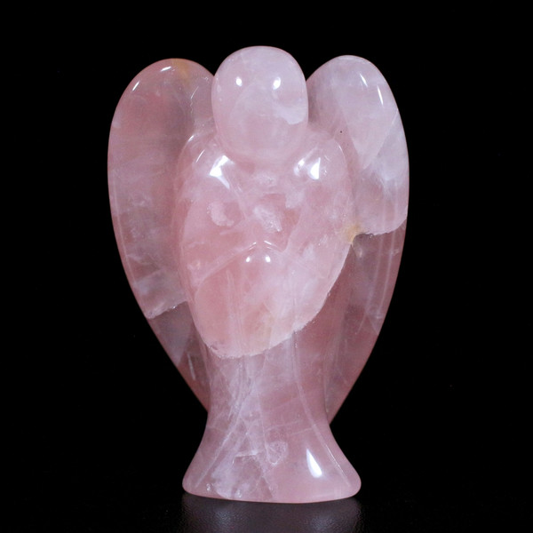 Gem Pink Rose Quartz Crystal Angel Carving