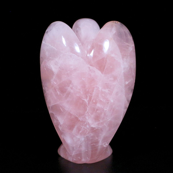 Gem Pink Rose Quartz Crystal Angel Carving