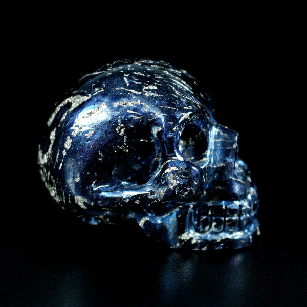 Blue Copper USA Covellite Crystal Skull 1.8"