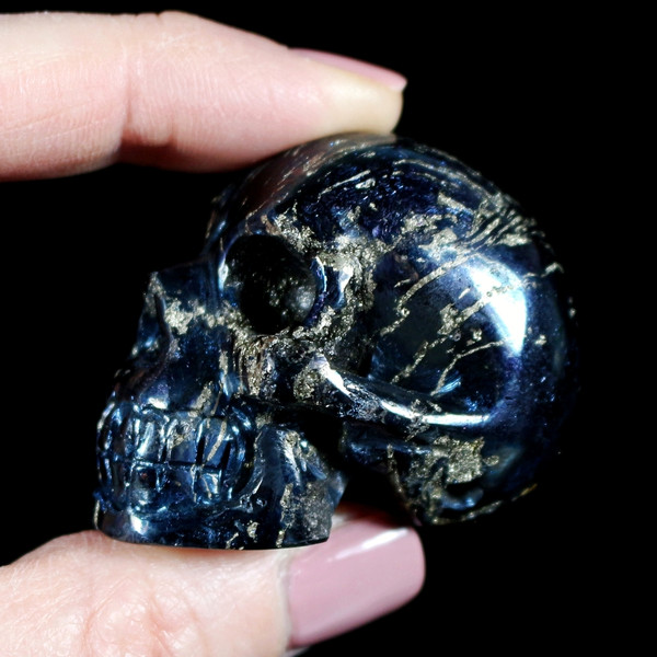 Blue Copper USA Covellite Crystal Skull 1.8"