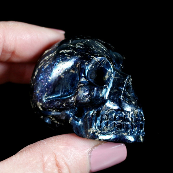Blue Copper USA Covellite Crystal Skull 1.8"
