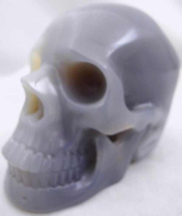 Raven's Carved Blue Agate Crystal Skull
