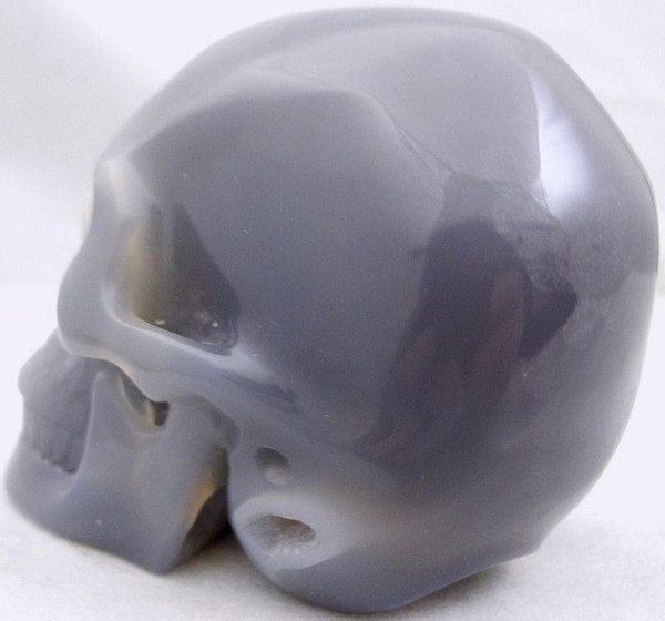 Raven's Carved Blue Agate Crystal Skull