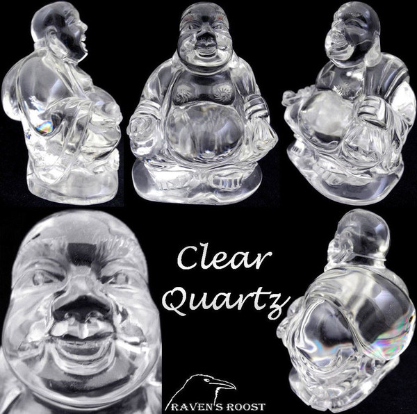Raven's Carved Russian Quartz Crystal Buddha 99%25 Flawless