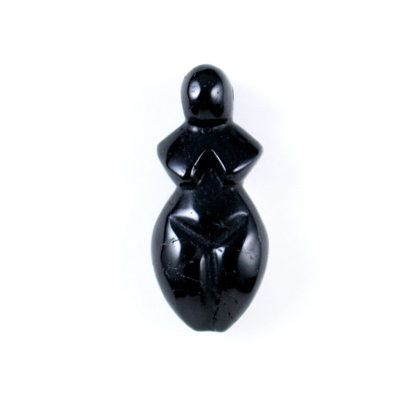 Black Tourmaline Gemstone Goddess Bead ( 1 Piece )