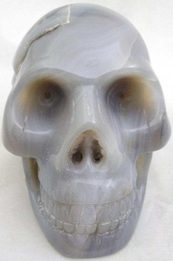 Raven's Carved Brazilian Blue Agate Crystal Skull