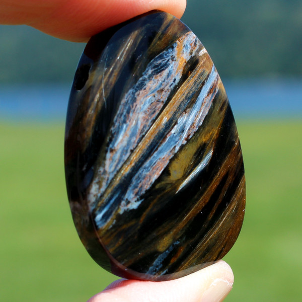 Blue Pietersite Gemstone Pendant Bead
