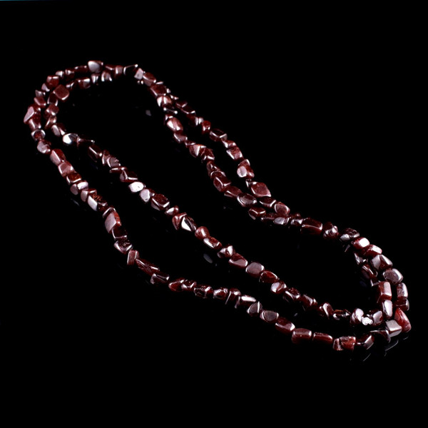 Red Garnet Gemstone Chip Beads Necklace Strand 33"