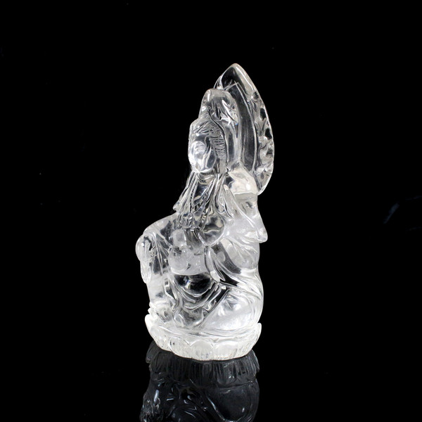 Optical Clear Quartz Crystal Quan Yin Gemstone Carving