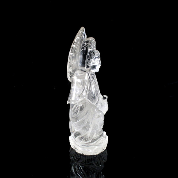 Optical Clear Quartz Crystal Quan Yin Gemstone Carving