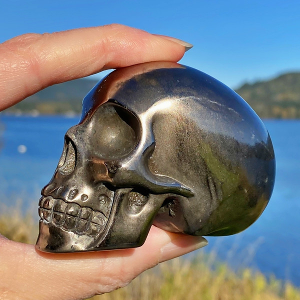 Raven's Pyrite Crystal Skull Dark Heavy Metal Fool's Gold