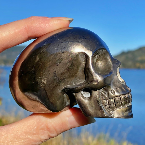 Raven's Pyrite Crystal Skull Dark Heavy Metal Fool's Gold