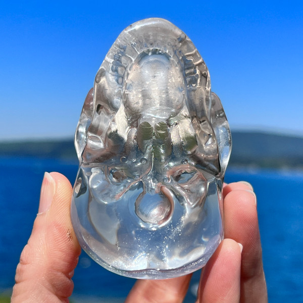 Raven's 99.9% Flawless Premium Style Bi-Color  Smokey/Clear  Quartz  Crystal Skull