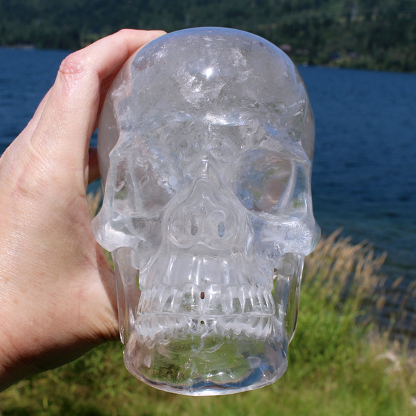 Raven's Clear Quartz High Definition Crystal Skull Carving