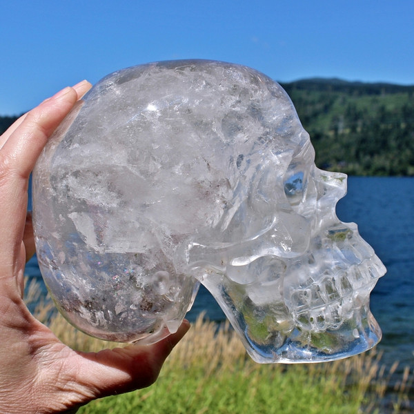 Raven's Clear Quartz High Definition Crystal Skull Carving
