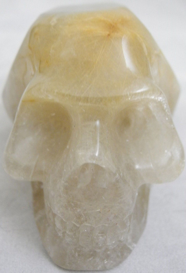 Raven's Heavily Rutilated Fine Hair Quartz Crystal Skull Wand