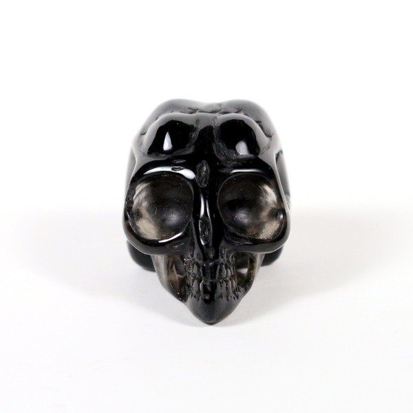 Raven's Apache Tear Obsidian Alien Crystal Skull 1.6" 40mm