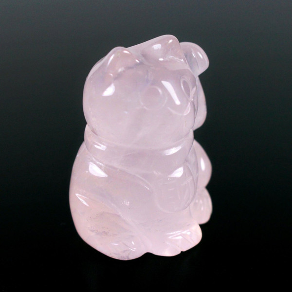 Gem Rose Quartz Lucky Cats Carving Maneki Neko