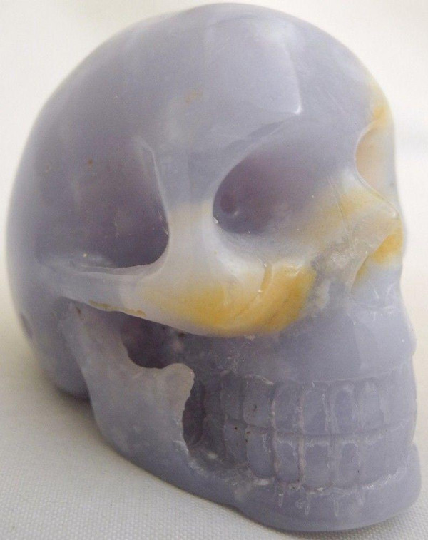 Raven's Carved Blue Chalcedony Crystal Skull
