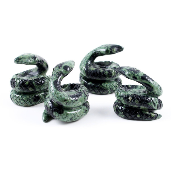 Kambaba Jasper Carved Green Snake ( 1 Piece )